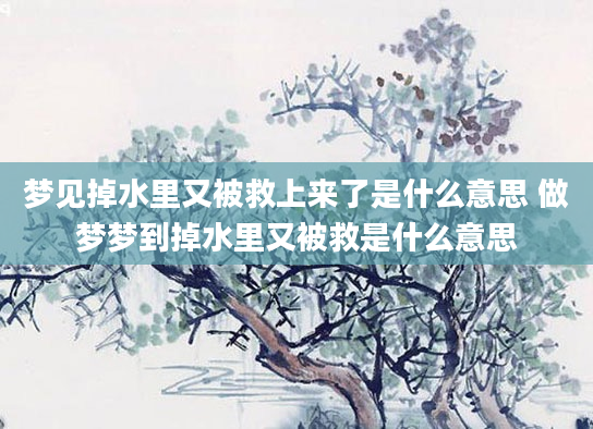 梦见掉水里又被救上来了是什么意思 做梦梦到掉水里又被救是什么意思