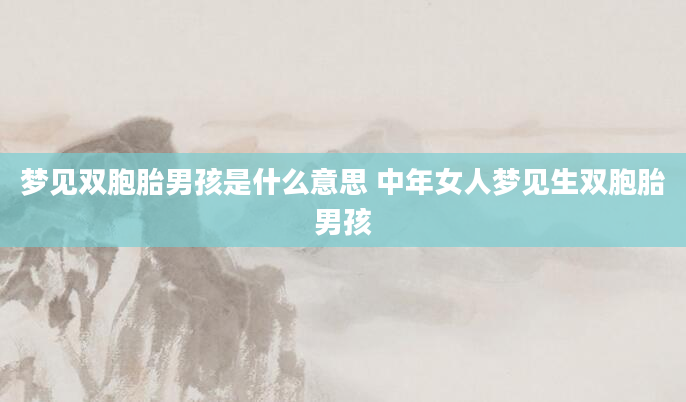 梦见双胞胎男孩是什么意思 中年女人梦见生双胞胎男孩