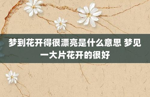 梦到花开得很漂亮是什么意思 梦见一大片花开的很好