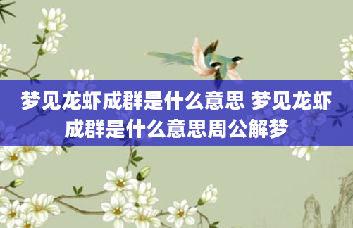 梦见龙虾成群是什么意思 梦见龙虾成群是什么意思周公解梦