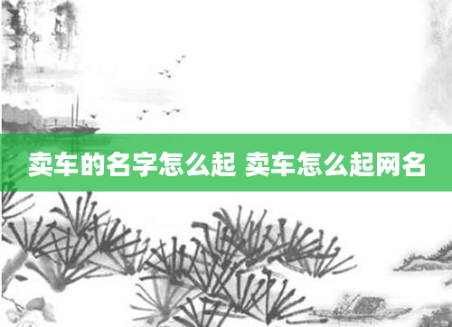 卖车的名字怎么起 卖车怎么起网名