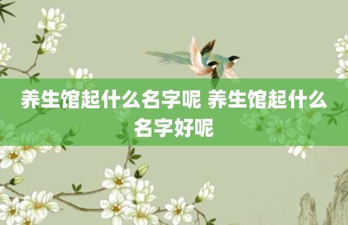 养生馆起什么名字呢 养生馆起什么名字好呢