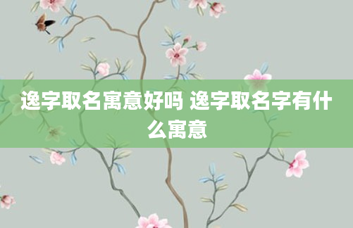 逸字取名寓意好吗 逸字取名字有什么寓意