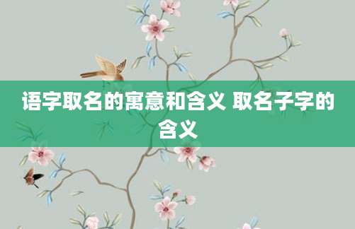 语字取名的寓意和含义 取名子字的含义