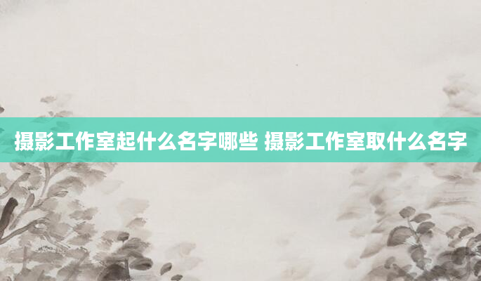 摄影工作室起什么名字哪些 摄影工作室取什么名字