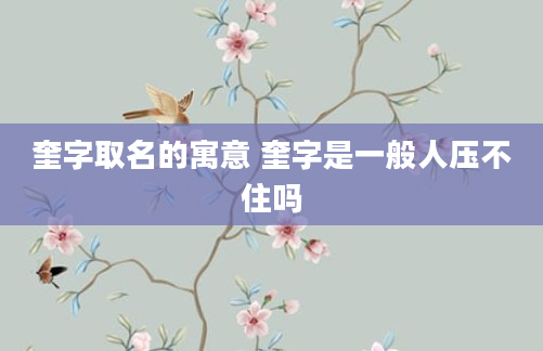 奎字取名的寓意 奎字是一般人压不住吗