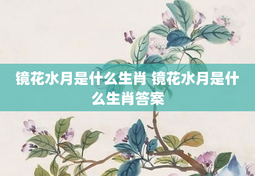 镜花水月是什么生肖 镜花水月是什么生肖答案