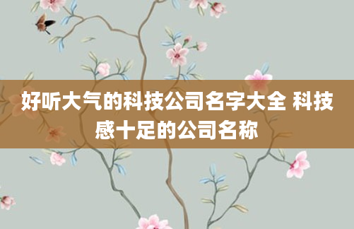好听大气的科技公司名字大全 科技感十足的公司名称