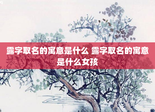 露字取名的寓意是什么 露字取名的寓意是什么女孩