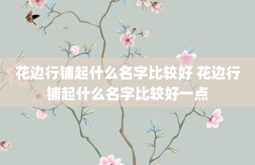 花边行铺起什么名字比较好 花边行铺起什么名字比较好一点