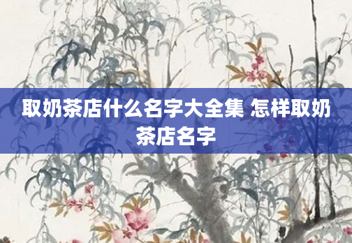 取奶茶店什么名字大全集 怎样取奶茶店名字