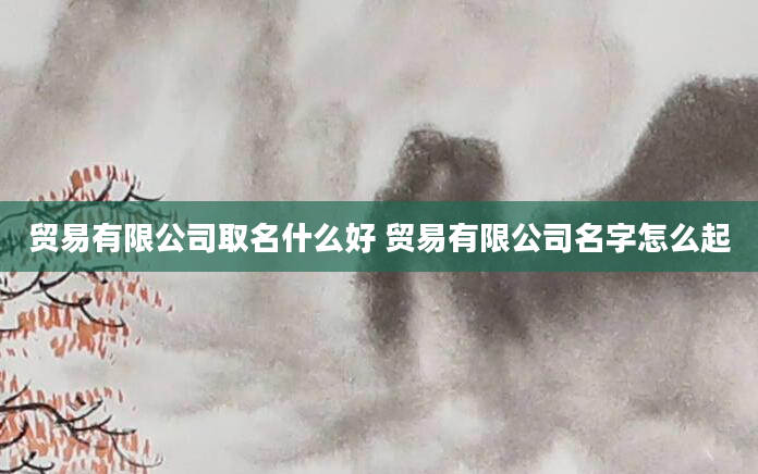 贸易有限公司取名什么好 贸易有限公司名字怎么起