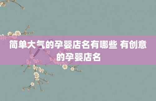 简单大气的孕婴店名有哪些 有创意的孕婴店名