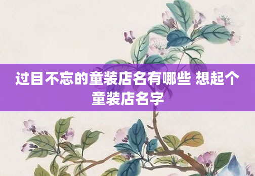 过目不忘的童装店名有哪些 想起个童装店名字