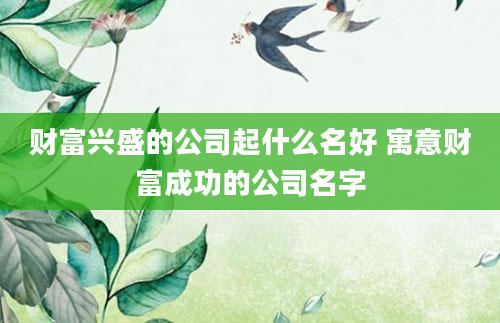 财富兴盛的公司起什么名好 寓意财富成功的公司名字