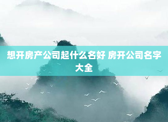 想开房产公司起什么名好 房开公司名字大全