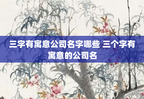 三字有寓意公司名字哪些 三个字有寓意的公司名