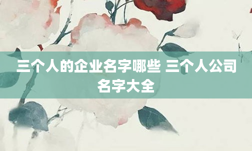 三个人的企业名字哪些 三个人公司名字大全