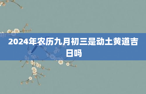2024年农历九月初三是动土黄道吉日吗