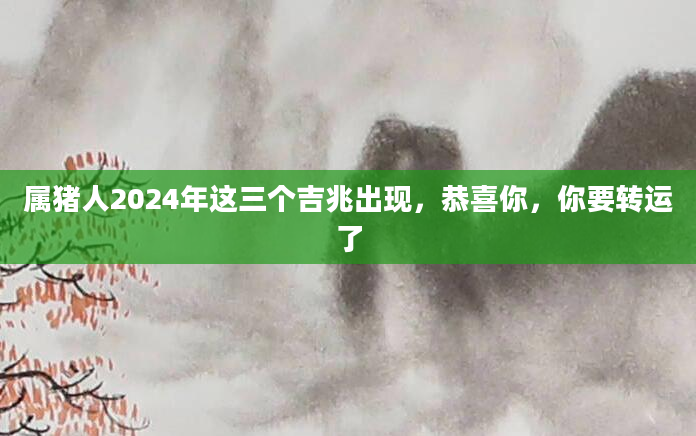 属猪人2024年这三个吉兆出现，恭喜你，你要转运了