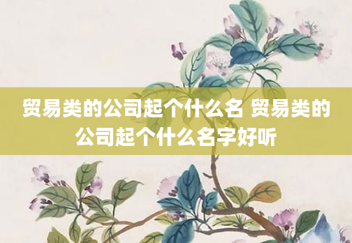 贸易类的公司起个什么名 贸易类的公司起个什么名字好听