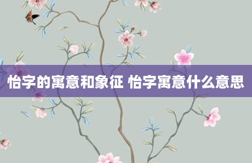 怡字的寓意和象征 怡字寓意什么意思