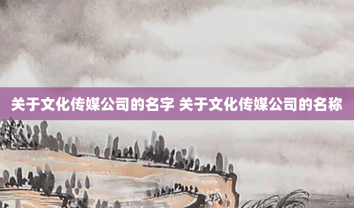 关于文化传媒公司的名字 关于文化传媒公司的名称