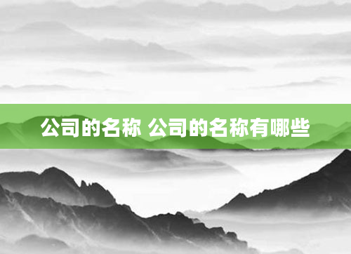 公司的名称 公司的名称有哪些