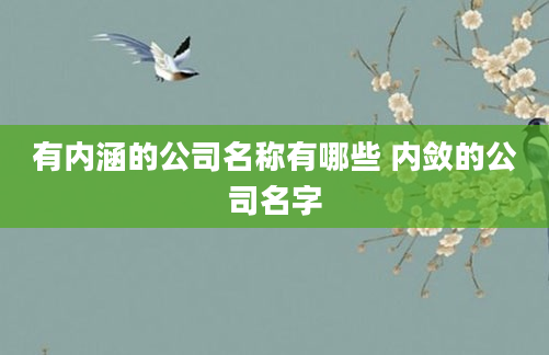 有内涵的公司名称有哪些 内敛的公司名字