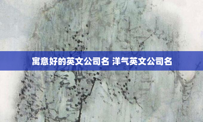 寓意好的英文公司名 洋气英文公司名