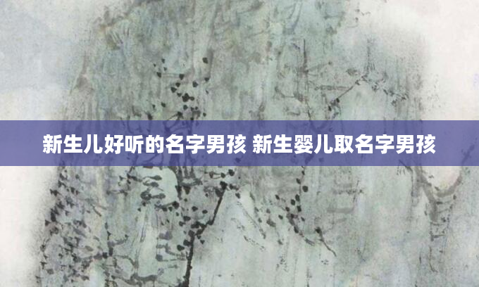 新生儿好听的名字男孩 新生婴儿取名字男孩