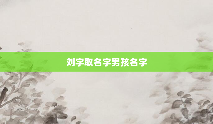 刘字取名字男孩名字