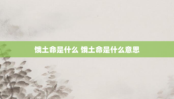 饿土命是什么 饿土命是什么意思
