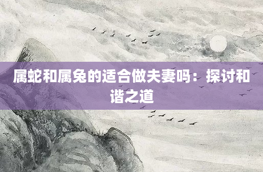 属蛇和属兔的适合做夫妻吗：探讨和谐之道
