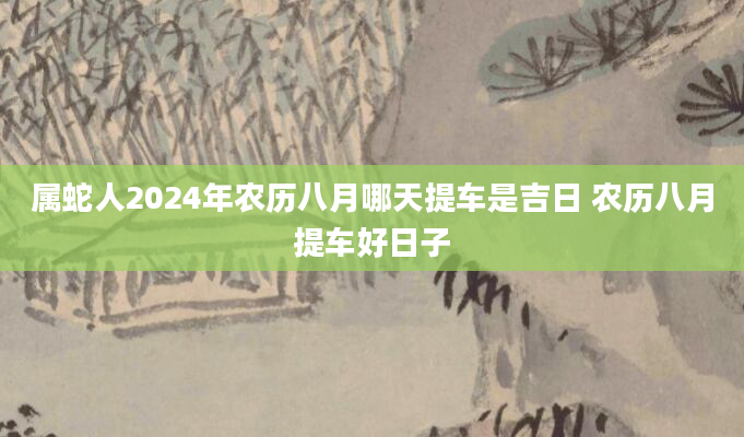 属蛇人2024年农历八月哪天提车是吉日 农历八月提车好日子
