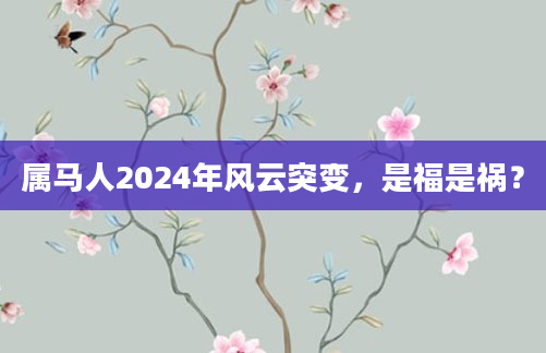 属马人2024年风云突变，是福是祸？