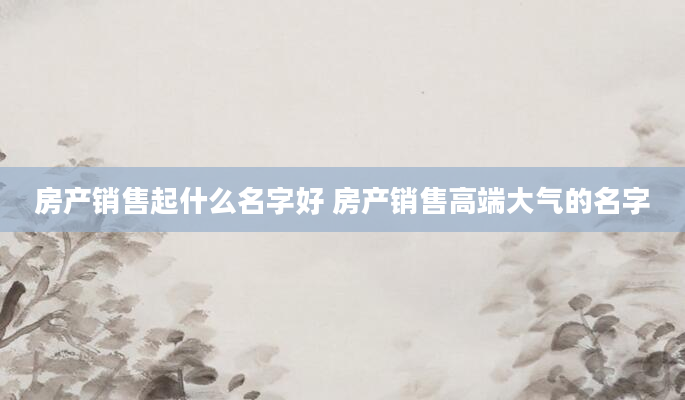 房产销售起什么名字好 房产销售高端大气的名字