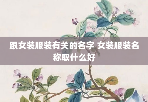 跟女装服装有关的名字 女装服装名称取什么好