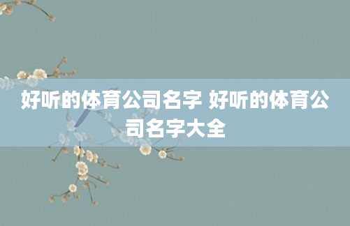 好听的体育公司名字 好听的体育公司名字大全