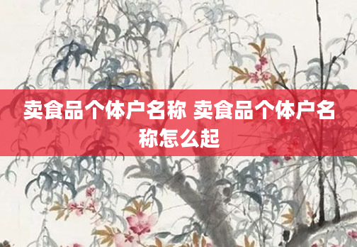 卖食品个体户名称 卖食品个体户名称怎么起