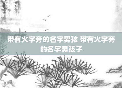 带有火字旁的名字男孩 带有火字旁的名字男孩子