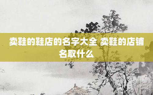 卖鞋的鞋店的名字大全 卖鞋的店铺名取什么