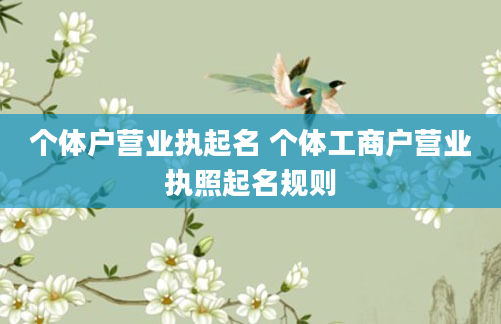 个体户营业执起名 个体工商户营业执照起名规则