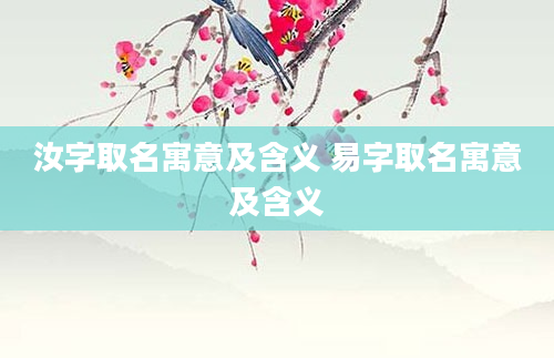 汝字取名寓意及含义 易字取名寓意及含义
