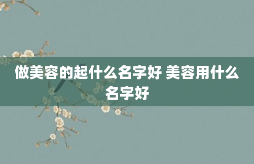 做美容的起什么名字好 美容用什么名字好