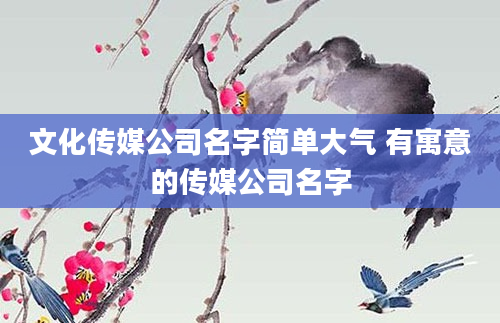 文化传媒公司名字简单大气 有寓意的传媒公司名字