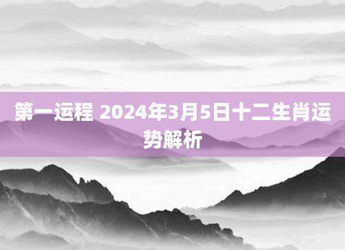 第一运程 2024年3月5日十二生肖运势解析