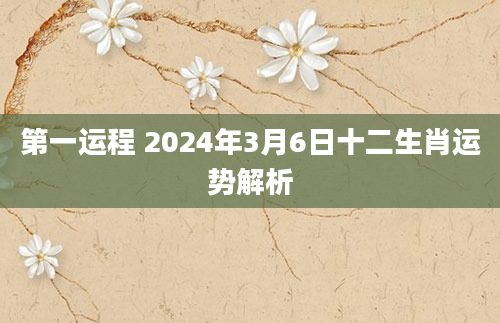 第一运程 2024年3月6日十二生肖运势解析