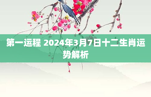 第一运程 2024年3月7日十二生肖运势解析