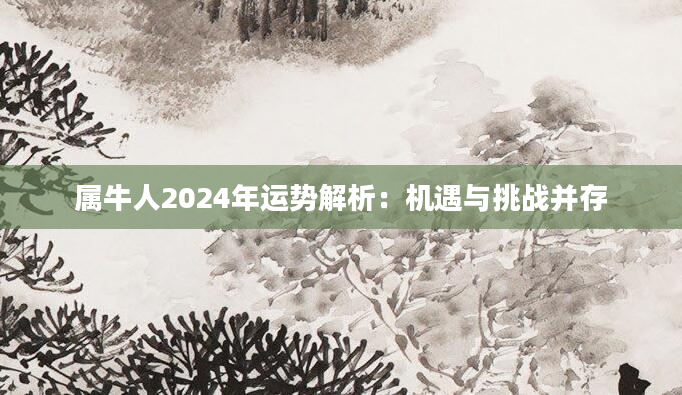 属牛人2024年运势解析：机遇与挑战并存